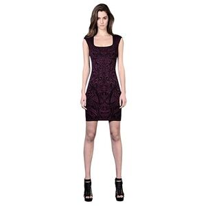 RVN Phoenix Embroidered Jacquard Dress purple and black bodycon size S